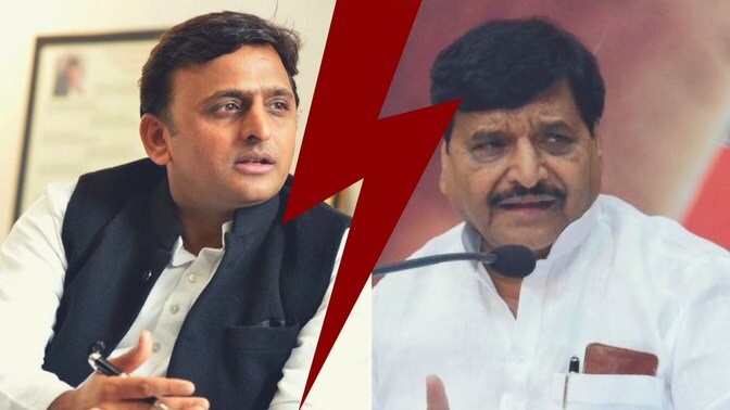 Uttar Pradesh Chief Minister Akhilesh Yadav had stripped his uncle Shivpal of key ministries. (Photo: <b>The Quint</b>)